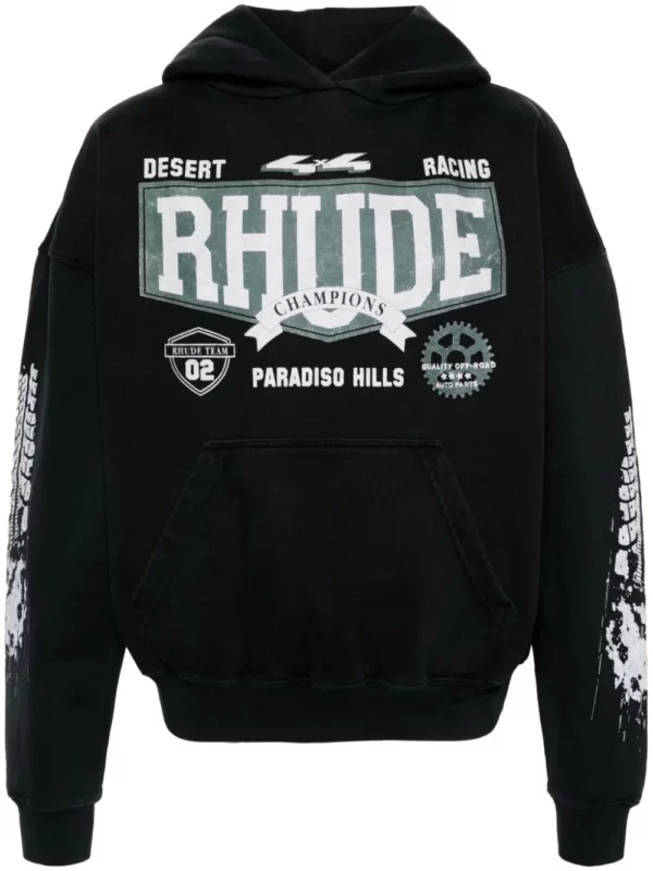 logo-print cotton hoodie rhude