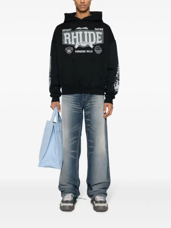 logo-print cotton hoodie rhude